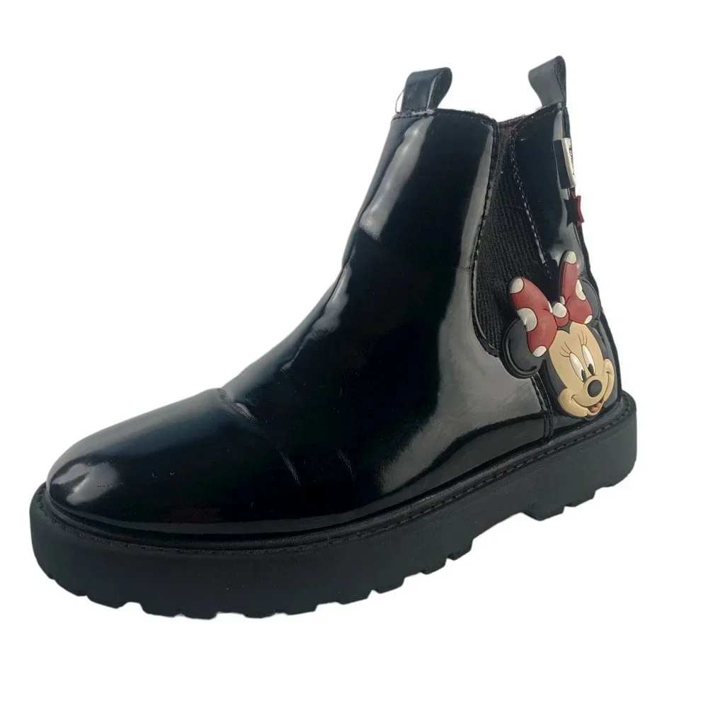ZARA‎ X DISNEY Faux Patent Leather Zip Rain Boots